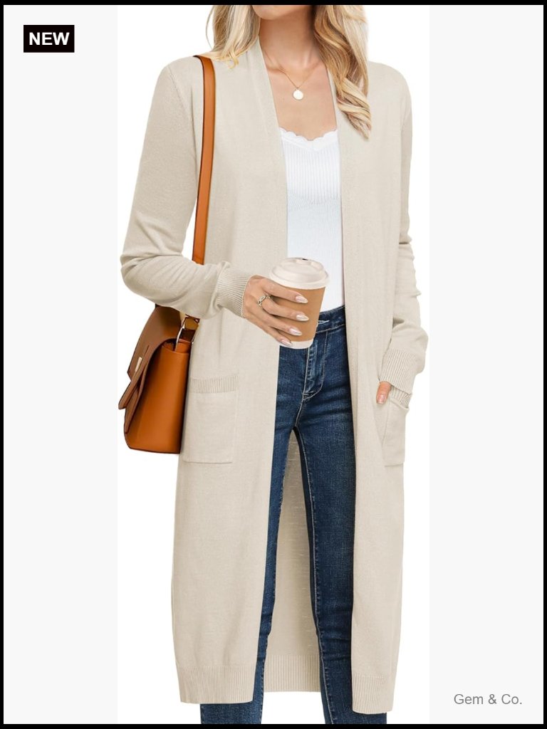 Long Cardigan Sweater Open Front Duster Coat With Pockets Lightweight